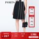 PORTS寶姿  新品商場同款女裝百搭撞色壓褶半身裙LN8S008KWB008 黑色 XS (2)