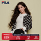 FILA 楊冪同款|斐樂(lè )官方女士編織外套2025春新款時(shí)尚休閑拼色毛衣開(kāi)衫 正黑色-BK S （160/80A/S）