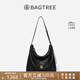 BAGTREE包包樹圖南植鞣牛皮腋下hobo女包2025年新款單肩斜挎包通勤餃子包 檀黑色-中號 高級小眾