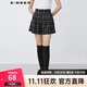 S.DEER圣迪奧女裝學(xué)院風(fēng)高腰撞色格紋毛呢A字短褲S21480916 黑色/91 L 170