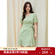 獨束大碼女裝法式碎花圍裹式連衣裙2025夏季泡泡袖小清新顯瘦裙子 長(cháng)夏綠野 XL （尺碼：3）