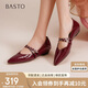 百思圖25秋瑪麗珍鞋簡(jiǎn)約尖頭淺口女單鞋A3191CQ5 紅色 37