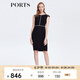 PORTS寶姿 新品 女裝優(yōu)雅撞色滾邊包袖連衣裙ALN8D145KWB008 黑色 L (8)