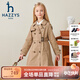 哈吉斯（HAZZYS）品牌童裝女童外套秋新品舒適挺括利落翻領(lǐng)休閑英倫風(fēng)薄外套 燕麥卡其 145