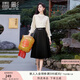 香影黑色a字半身裙女2025秋季新款梨形遮胯赫本風法式西裝百褶裙 黑色 S