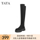 他她（TATA）厚底過膝長筒靴法式彈力美拉德女靴子冬新款WD804DC3 黑色 40