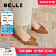 百麗（Belle）舒適優(yōu)雅單鞋女2025春新商場(chǎng)款真皮氣質(zhì)高跟鞋D3N1DAQ5 棕色 37 (235mm)