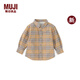 無(wú)印良品（MUJI）嬰童 法蘭絨長(cháng)袖襯衫 兒童襯衣男童女童童裝25年秋季新品CC272A5A 暗黃色格紋 100 /56A