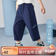 ASK JUNIOR男童2025春透氣七分褲休閑運動(dòng)跑步兒童耐磨褲子 藏青色  160 