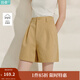 茵曼（INMAN）章若楠同款|茵曼通勤純棉短褲女2025年夏季新款五分直筒白色褲子 卡其色 29