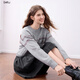 百圖（betu）2025年秋季新款毛針織衫少女感立體小花朵刺繡扭繩上衣女2509T43 灰色 S
