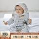 OAK FAMILY秋冬新品寶寶長(cháng)袖夾棉連體衣新生兒純棉衣服加厚保暖爬服 狗狗派對-斜襟 80cm