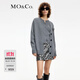 MO&Co.【綿羊毛×山羊絨】春秋重工愛(ài)心釘鉆V領(lǐng)毛衣開(kāi)衫外套 中花灰色 S 160