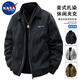 nasawassup美式扎染夾克外套男士秋冬季潮牌休閑寬松翻領(lǐng)大碼工裝加絨上衣服 黑色 XL 【建議130-150斤】