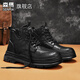 森馬馬丁靴男春季復古英倫風(fēng)高幫黑色工裝鞋休閑厚底增高秋春款作戰靴 黑色 （基礎款） 41