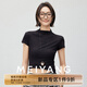 美洋（MEIYANG）【80系列】卡戴珊辣妹T恤 氣質(zhì)小高領(lǐng)修身短款上衣夏季新款t恤女 黑色 M