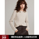 ELLE【100%綿羊毛】寬松圓領(lǐng)毛衣女2024冬裝新款慵懶軟糯毛針織衫 米咖 L