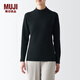 無(wú)印良品（MUJI）女式 柔軟棉 高領(lǐng)長(zhǎng)袖T恤 打底衫 女裝 FCD85C3A 黑色 M(160/84A)