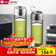希諾（HEENOOR）單層玻璃杯男大容量加厚帶提環(huán)便攜喝茶杯高檔生日禮物車(chē)載水杯子 隱形提環(huán)-6037本色-565ml