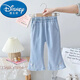 迪士尼（Disney）童裝女童愛心天絲牛仔褲夏裝嬰兒褲子兒童防蚊褲女寶寶喇叭褲薄款 愛心天絲喇叭褲 90