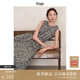 旅途原品ltyp 明星同款100支100%苧麻藝術(shù)印花背心裙休閑度假風(fēng)連衣裙秋 杏黑色-抽象印花 L