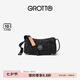 GROTTO個(gè)樂(lè)黑石包小號(hào)迷你號(hào)無(wú)性別主義植鞣綿羊皮單肩斜挎軟包七夕禮物 黑石S水波紋銀標(biāo)
