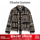 Charlie Luciano粗花呢夾克春季新款黑金下擺流蘇名媛溫婉風(fēng)cl小香風(fēng)短外套 黑金夾克 S