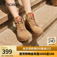 斯凱奇（Skechers）女鞋大黃靴馬丁靴厚底增高戶外中幫綁帶休閑鞋113399 栗色/CSNT 37