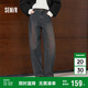 森馬（Semir）牛仔褲女做舊寬松香蕉褲高街2025冬抓毛彎刀褲廢土風109725124007
