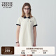 Teenie Weenie小熊夏季撞色Polo休閑通勤簡約白色連衣裙時尚收腰短裙女 乳白色 S (160)