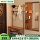 睿帆實(shí)木衣帽架臥室立式衣架鞋架組合入戶(hù)門(mén)口落地掛衣架換鞋凳一體
