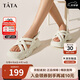 他她（TATA）厚底涼鞋女透氣松糕豬籠鞋沙灘涼鞋WBQ01BL3 米白 35