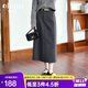 Olrain歐芮兒時(shí)尚通勤半身裙秋季女裝中長(zhǎng)款高腰顯瘦鉛筆半裙 灰色 M
