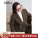 百圖betu女裝冬季新款毛呢外套時髦有型羊毛西裝大衣女2410T24 咖啡色 M