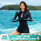 TOSWIMTOSWIM泳衣女分體短袖游泳衣防曬遮肚顯瘦溫泉海邊度假沖浪服泳裝 原海極光【送價(jià)值139浴巾一條】 M