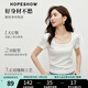 紅袖優(yōu)可絲正肩短袖T恤夏季新款女裝基礎(chǔ)百搭U領(lǐng)修身顯瘦休閑上衣 本白001 M
