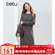 百圖（betu）女裝2025年冬季新款連衣裙拼接蕾絲雪紡氣質(zhì)簡(jiǎn)約顯瘦裙子2510T91 深灰 M