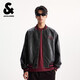 杰克·瓊斯（JACK&JONES） 男裝夾克個(gè)性潮流出街刺繡鋼印棒球領(lǐng)寬松休閑PU皮衣2253P3007