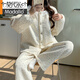 莫代爾長(cháng)袖睡衣女士空氣夾棉加厚秋冬季天寬松家居服大碼少女生寢室套裝 櫻桃?jiàn)A棉 XL 【建議110-130斤】