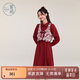 紫涵（ZIHAN）紫涵無(wú)袖國風(fēng)設計馬甲長(cháng)袖襯衫連衣裙兩件套女2024冬季新款百搭 復古紅 S