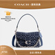 蔻馳（COACH）女士經(jīng)典標(biāo)志丹寧布Chain TABBY 鏈帶單肩包斜挎女包 LH/深藍(lán)色 混合色