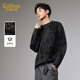 卡賓（CABBEEN）【含羊毛】長袖線衫男抽象紋理圖案設計休閑日常2025冬季長袖毛衣 深灰色56 XL /180/52