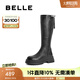 百麗（Belle）美拉德彈力高靴女商場同款增高厚底長靴D3E1DDG4 黑色-單里 37 (235mm)