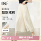 歐莎（OSA）冰絲休閑褲女夏季薄款小個(gè)子寬松慵懶風(fēng)垂墜感闊腿褲八分褲裙七夕 淺杏色 L