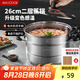 美廚（maxcook）不銹鋼蒸鍋 26cm二層蒸鍋湯鍋 感溫設(shè)計 燃氣爐電磁爐通用MCZ880