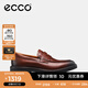 愛步（ECCO）樂福鞋男 舒適皮鞋商務鞋英倫一腳蹬皮鞋 都市倫敦525654 深棕紅52565401053 40