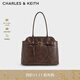 CHARLES&KEITH25秋新品大容量腰帶式手提單肩托特包生日禮物CK2-30271614 Distressed Coffee咖啡色 XL
