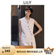LILY2025夏新款萊賽爾亞麻設(shè)計感不規(guī)則斜門襟V領(lǐng)休閑白色馬甲女 601白色 XL