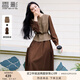 香影馬甲長(zhǎng)袖連衣裙套裝女2025秋季新款氣質(zhì)千鳥(niǎo)格咖色裙子兩件套 咖色 S