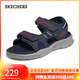 斯凱奇（Skechers）男鞋戶(hù)外沙灘鞋透氣軟底魔術(shù)貼涼鞋237286 海軍藍色/灰色/NVGY 41